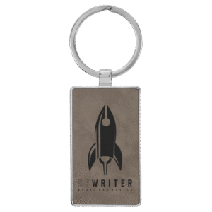 custom logo keychain engraved leatherette gray business keychain rocket logoRectangle Keychain