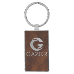 custom logo Rectangle keychains engraved leatherette rustic silver business keychain