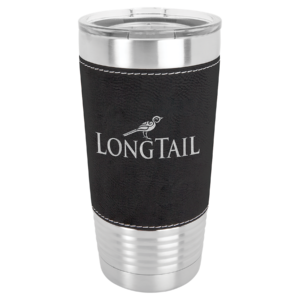 Custom engraved black Polar Camel leatherette grip tumbler stainless steel