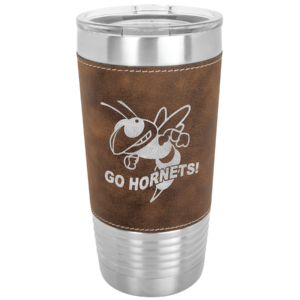 Custom engraved rustic Polar Camel leatherette grip tumbler stainless steel
