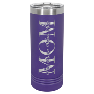 Purple Polar Camel 22 oz skinny tumbler engraved MOM with names design gifts for her