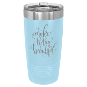 Light blue polar camel engraved tumbler