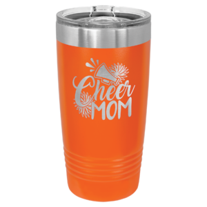 Orange Polar Camel 20 oz ringneck tumbler engraved Cheer Mom design