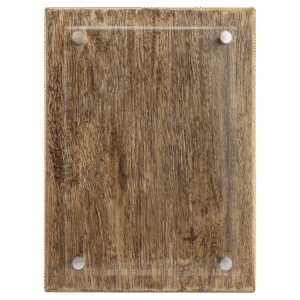 front view blank acrylic floating plaque with wood backing clear panel