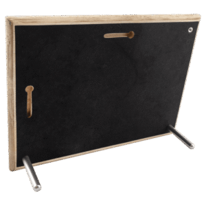 back view horizontal acrylic floating plaque with wood backing mounting slots