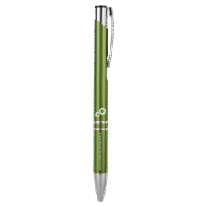 custom laser engraved pen with silver trim green finish