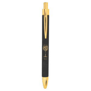 custom personalized black gold leatherette pen engraved