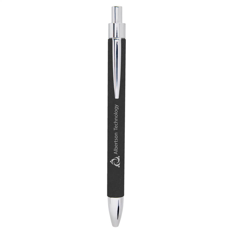 custom personalized black leatherette pen engraved