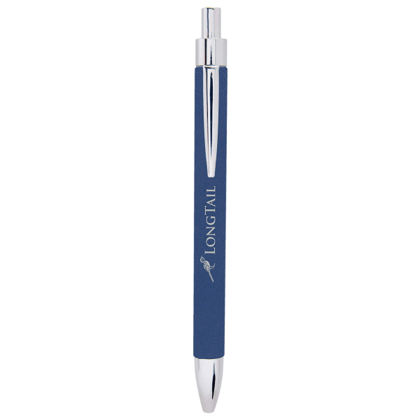 custom personalized blue leatherette pen engraved