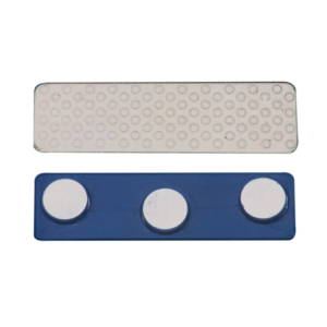 3 post magnetic badge backing with adhesive blue plastic 1.75 x 0.5