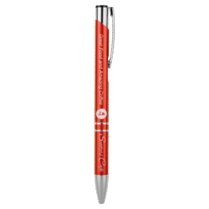 custom laser engraved pen with silver trim red finish