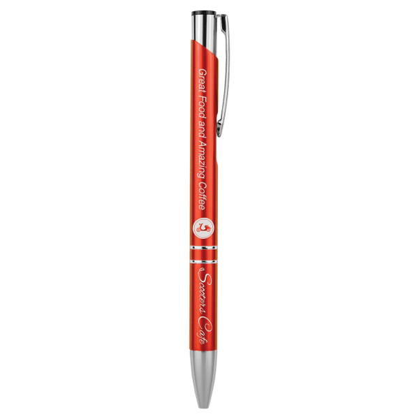 custom laser engraved pen with silver trim red finish