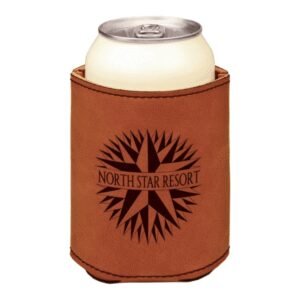 Rawhide personalized leatherette beverage holder with custom laser engraved logo