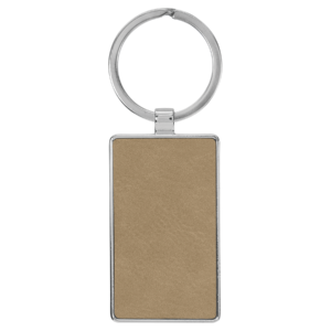 Custom Engraved Leatherette Keychain in Light Brown, 2 3/4" Rectangle