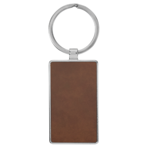 Custom Engraved Leatherette Keychain in Dark Brown, 2 3/4" Rectangle
