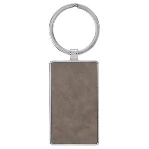 Blank Custom Engraved Leatherette Keychain in Gray 2 3/4" Rectangle