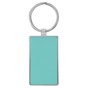 Blank teal custom engraved leatherette keychain
