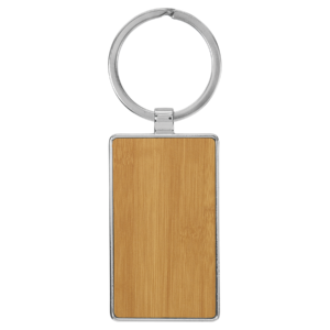 Custom Engraved Leatherette Keychain in Bamboo 2 3/4" Rectangle