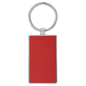 Blank Custom Engraved Leatherette Keychain in Red, 2 3/4" Rectangle