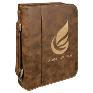 Custom engraved rustic gold Leatherette Bible cover with handle and zipper