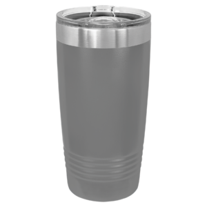 Blank dark gray Polar Camel 20 oz ringneck stainless steel tumbler with clear slider lid