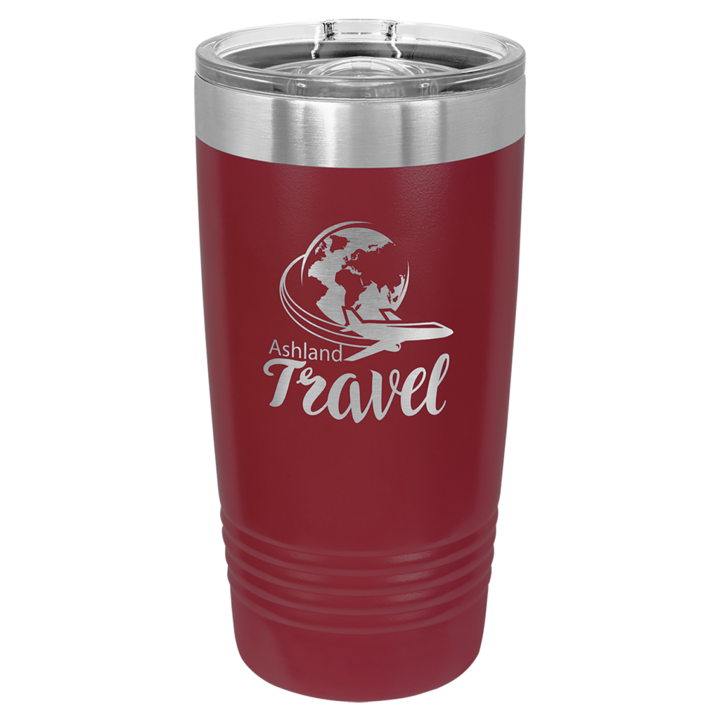 Polar Camel 20 oz maroon ringneck stainless steel tumbler with clear slider lid