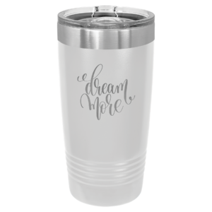 Polar Camel 20 oz white ringneck stainless steel tumbler with slider lid and vacuum insulation