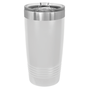 Blank Polar Camel 20 oz white ringneck stainless steel tumbler with clear slider lid