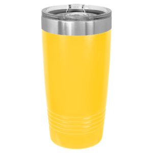 Blank yellow Polar Camel 20 oz ringneck stainless steel tumbler with clear slider lid