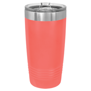 Blank coral Polar Camel 20 oz ringneck stainless steel tumbler with clear slider lid