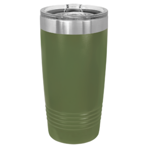 Blank olive green Polar Camel 20 oz ringneck stainless steel tumbler with clear slider lid