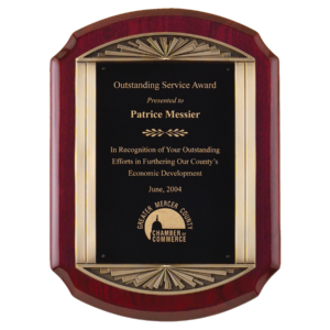 Custom Engraved Rosewood Plaque with Antique Bronze Frame and Black LaserFX Engraving Plate