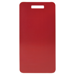 Red anodized aluminum luggage tag
