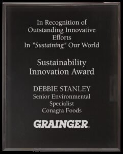 Black border clear plaque acrylic award engraved with Top Sales Associate recognition. Custom acrylic award plaque featuring frosted engraving, company logo, employee name, and achievement details for corporate recognition programs. shop