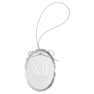 Custom Clear Oval Glass Ornament with Silver String