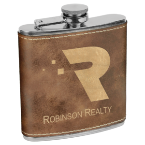 Custom engraved 6 oz rustic gold leatherette stainless steel flask