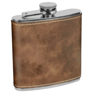 Custom engraved 6 oz rustic gold leatherette stainless steel flask