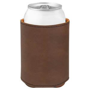Dark brown personalized leatherette beverage holder Blank