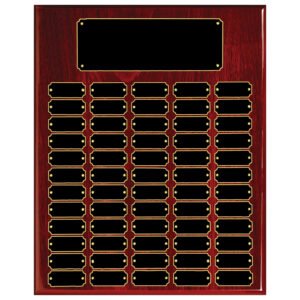 60 plate rosewood piano finish perpetual plaque with black brass plates and gold engraving