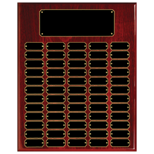 60 plate rosewood piano finish perpetual plaque with black brass plates and gold engraving