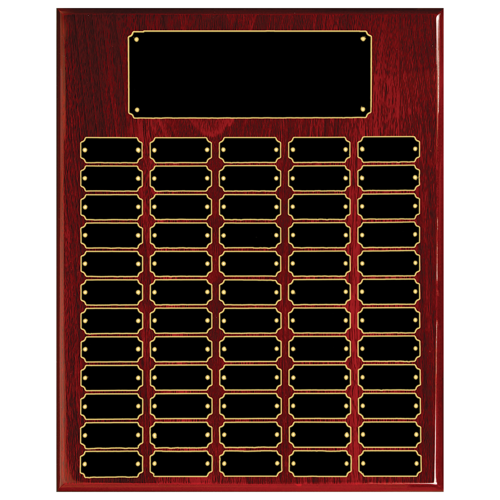 60 plate rosewood piano finish perpetual plaque with black brass plates and gold engraving