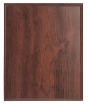 Blank 8 x 10 cherry finish particle wood plaque backer with a decorative ogee edge