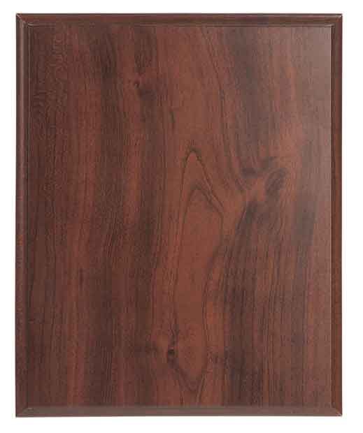 Blank 8 x 10 cherry finish particle wood plaque backer with a decorative ogee edge
