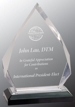 Silver Diamond Impress Acrylic Award with clear acrylic and blue black base