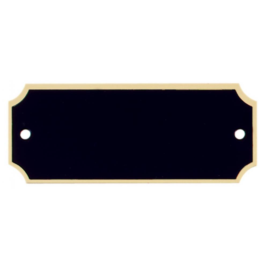 Black brass perpetual plate with gold border and pre-drilled holes Perpetual Plate with Gold Border