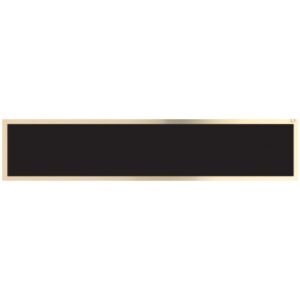Custom black brass desk name plate with gold engraving for a 10 1/2-inch desk wedge