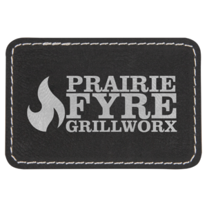 Custom Engraved Leatherette Patch in Black silver, 3 x 2 Inch
