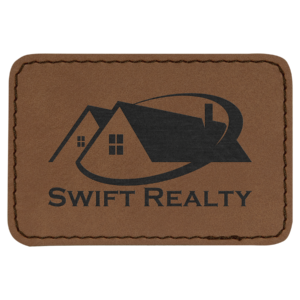 Custom Engraved Leatherette Patch in Rawhide, 3 x 2 Inch