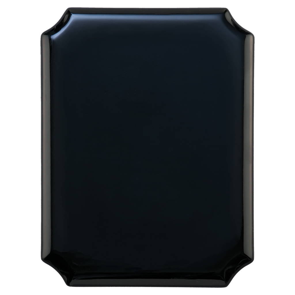 Blank 8 x 10.5 inch high gloss black plaque with notched corners