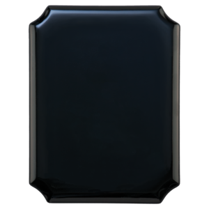 Blank 8 x 10.5 inch high gloss black plaque with notched corners